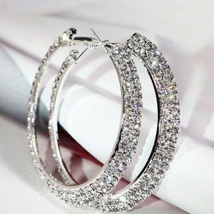 925 Silver Stud Hoop Earrings Romantic Women Cubic Zirconia  SG-0042